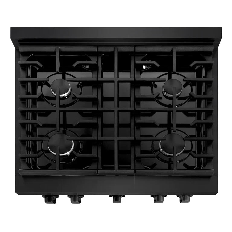 ZLINE Paramount 30-Inch Gas Range with 4 Burners and 4.2 cu. ft. Convection Oven in Black Stainless Steel (Model SGRB-30)