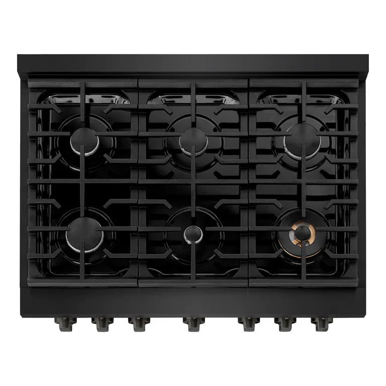 ZLINE Paramount 36 in. Gas Range with Convection Oven, 5.2 cu. ft., 6 Burners, Black Stainless Steel (SGRB-36)