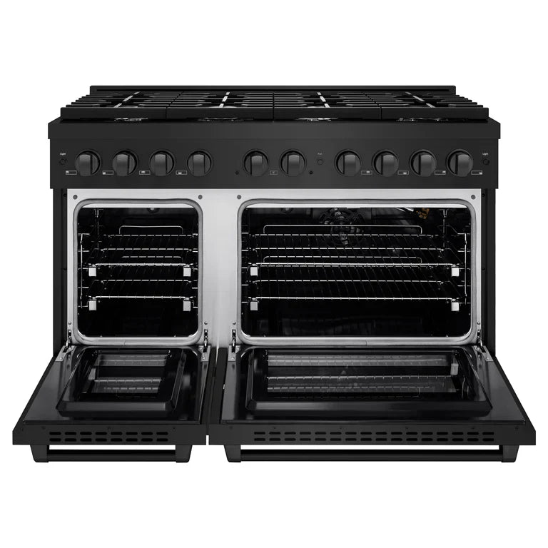 ZLINE Paramount 48-Inch 6.7 cu. ft. Gas Range with 8 Burners and Convection Oven in Black Stainless Steel (SGRB-48)
