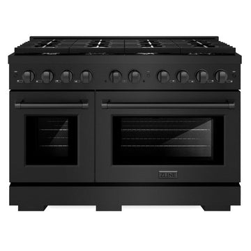 ZLINE Paramount 48 in. Double Oven Dual Fuel Range with 8 Burners, 6.7 cu. ft., Black Stainless Steel (SDRB-48)