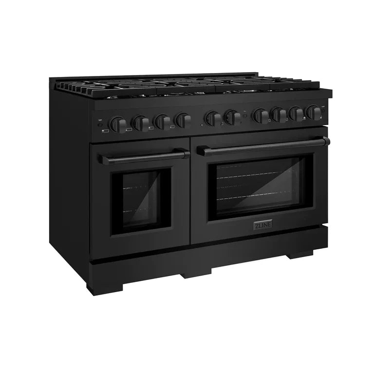 ZLINE Paramount 48-Inch 6.7 cu. ft. Gas Range with 8 Burners and Convection Oven in Black Stainless Steel (SGRB-48)