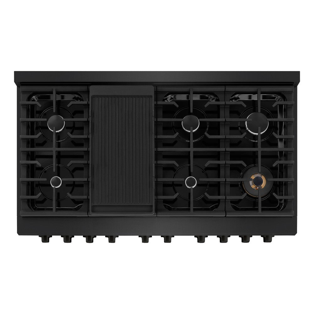 ZLINE Paramount 48 in. Double Oven Dual Fuel Range with 8 Burners, 6.7 cu. ft., Black Stainless Steel (SDRB-48)