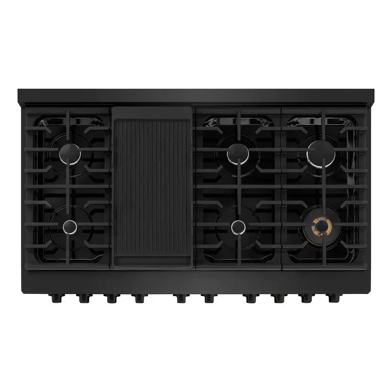 ZLINE Paramount 48-Inch 6.7 cu. ft. Gas Range with 8 Burners and Convection Oven in Black Stainless Steel (SGRB-48)