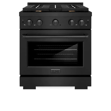 ZLINE Paramount 30 in. 4.2 cu. ft. Gas Range with 4 Brass Burners and Convection Oven in Black Stainless Steel (SGRB-BR-30)