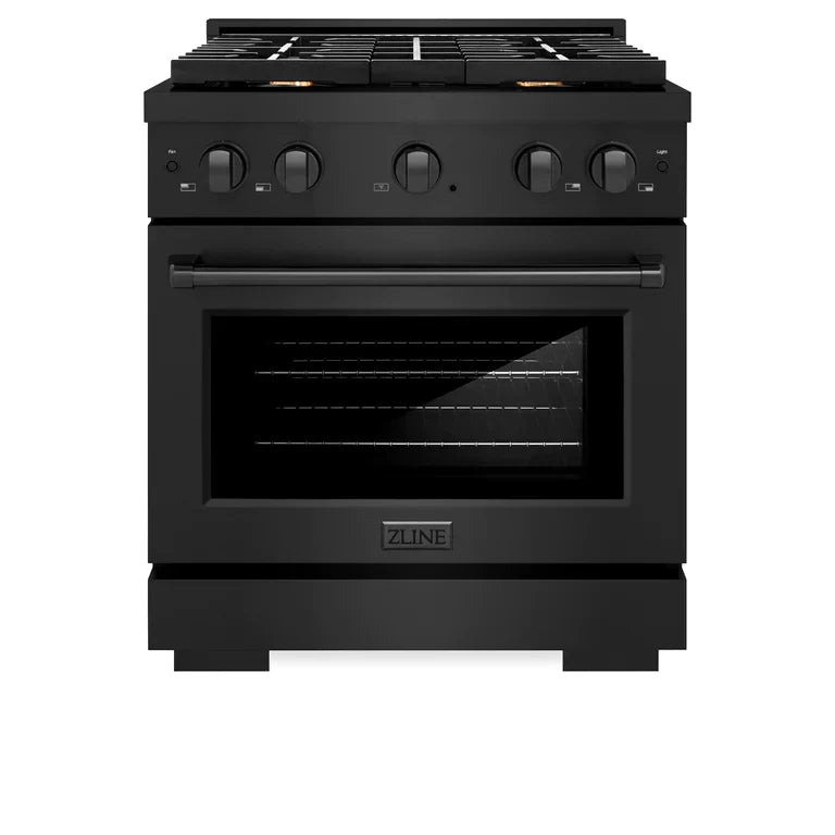 ZLINE Paramount 30 in. 4.2 cu. ft. Gas Range with 4 Brass Burners and Convection Oven in Black Stainless Steel (SGRB-BR-30)
