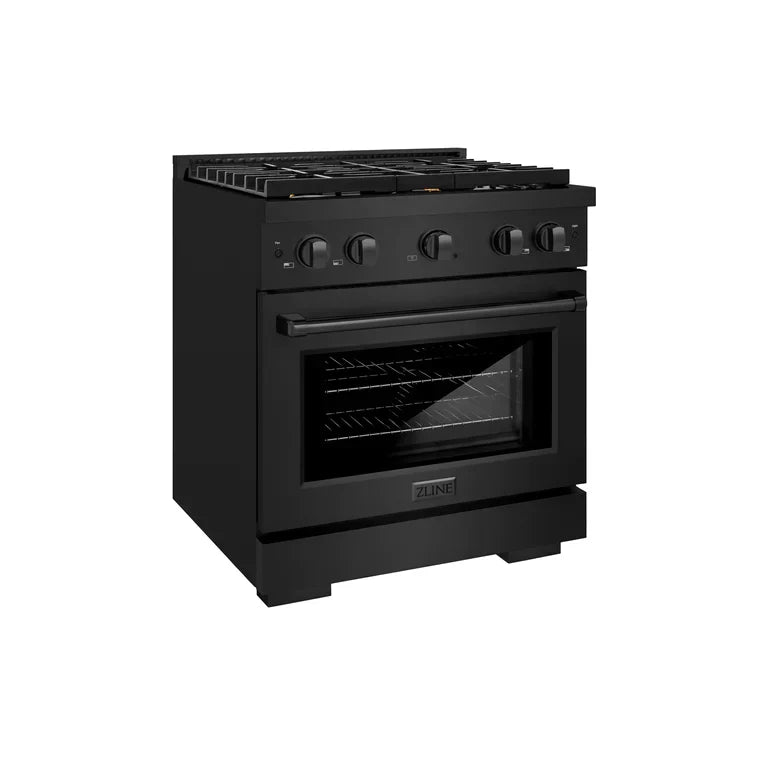 ZLINE Paramount 30 in. 4.2 cu. ft. Gas Range with 4 Brass Burners and Convection Oven in Black Stainless Steel (SGRB-BR-30)