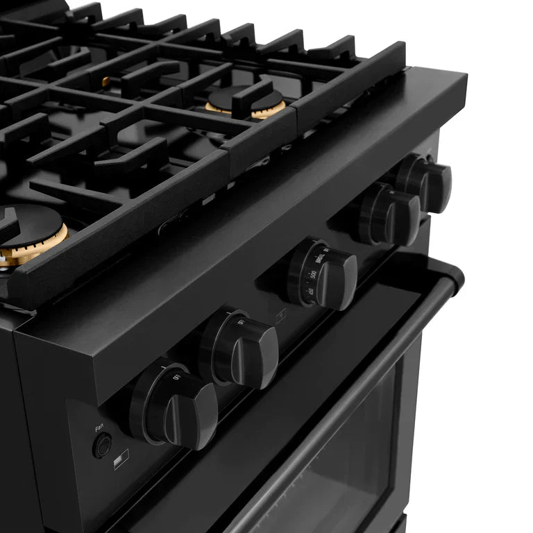 ZLINE Paramount 30 in. 4.2 cu. ft. Gas Range with 4 Brass Burners and Convection Oven in Black Stainless Steel (SGRB-BR-30)