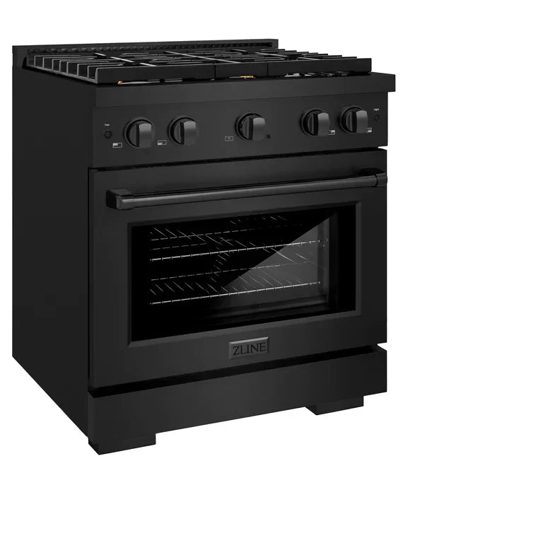 ZLINE Paramount 30 in. 4.2 cu. ft. Gas Range with 4 Brass Burners and Convection Oven in Black Stainless Steel (SGRB-BR-30)