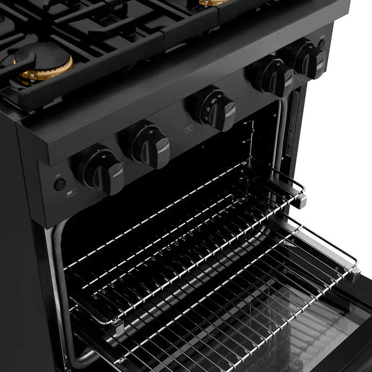 ZLINE Paramount 30 in. 4.2 cu. ft. Gas Range with 4 Brass Burners and Convection Oven in Black Stainless Steel (SGRB-BR-30)