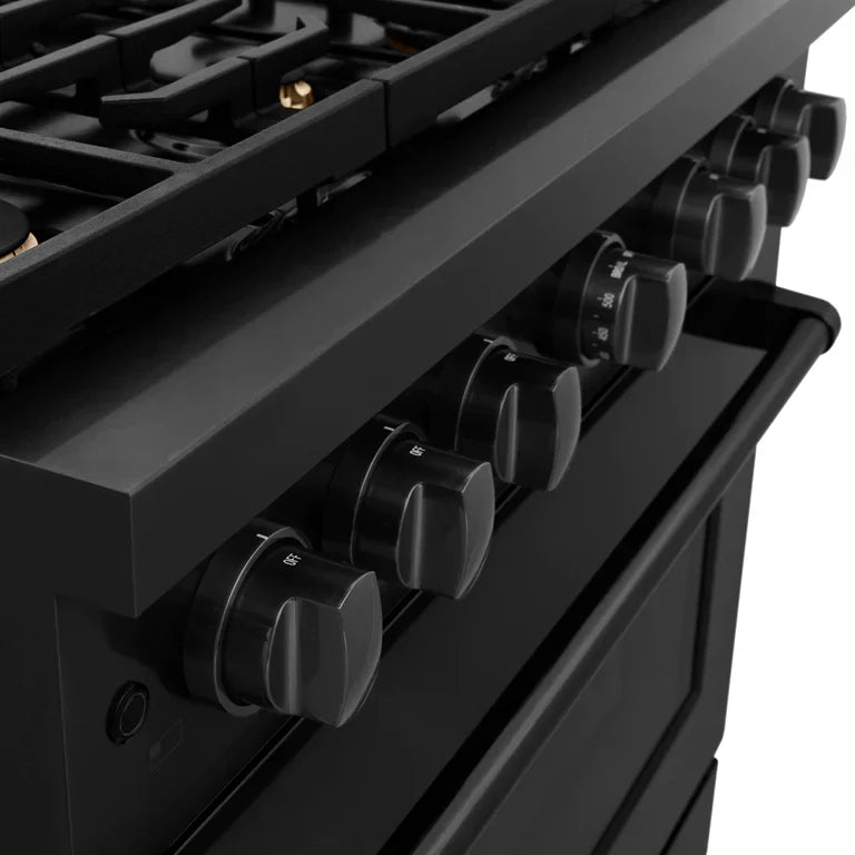 ZLINE Paramount 36 in. Gas Range with Convection Oven, 6 Brass Burners, 5.2 cu. ft. Capacity, Black Stainless Steel (SGRB-BR-36)