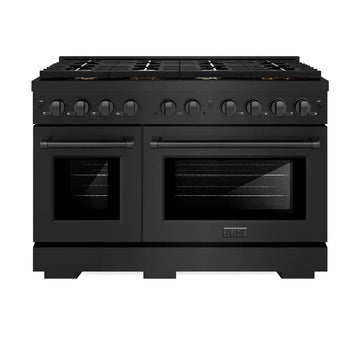 ZLINE Paramount 48 in. 6.7 cu. ft. Gas Range with 8 Brass Burners and Convection Oven in Black Stainless Steel (SGRB-BR-48)