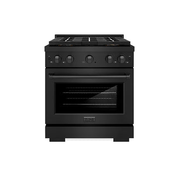 ZLINE 30 in. Gas Range 4.2 cu. ft. Convection Oven with 4 Burner DuoPro™ Cooktop Black Stainless Steel (PSGRB-30)