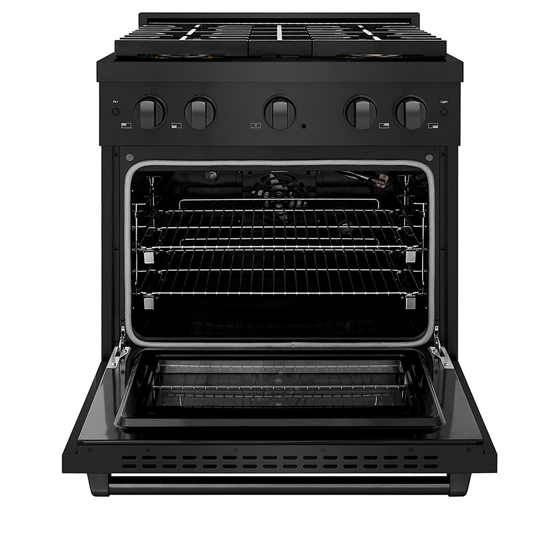 ZLINE 30 in. Gas Range 4.2 cu. ft. Convection Oven with 4 Burner DuoPro™ Cooktop Black Stainless Steel (PSGRB-30)