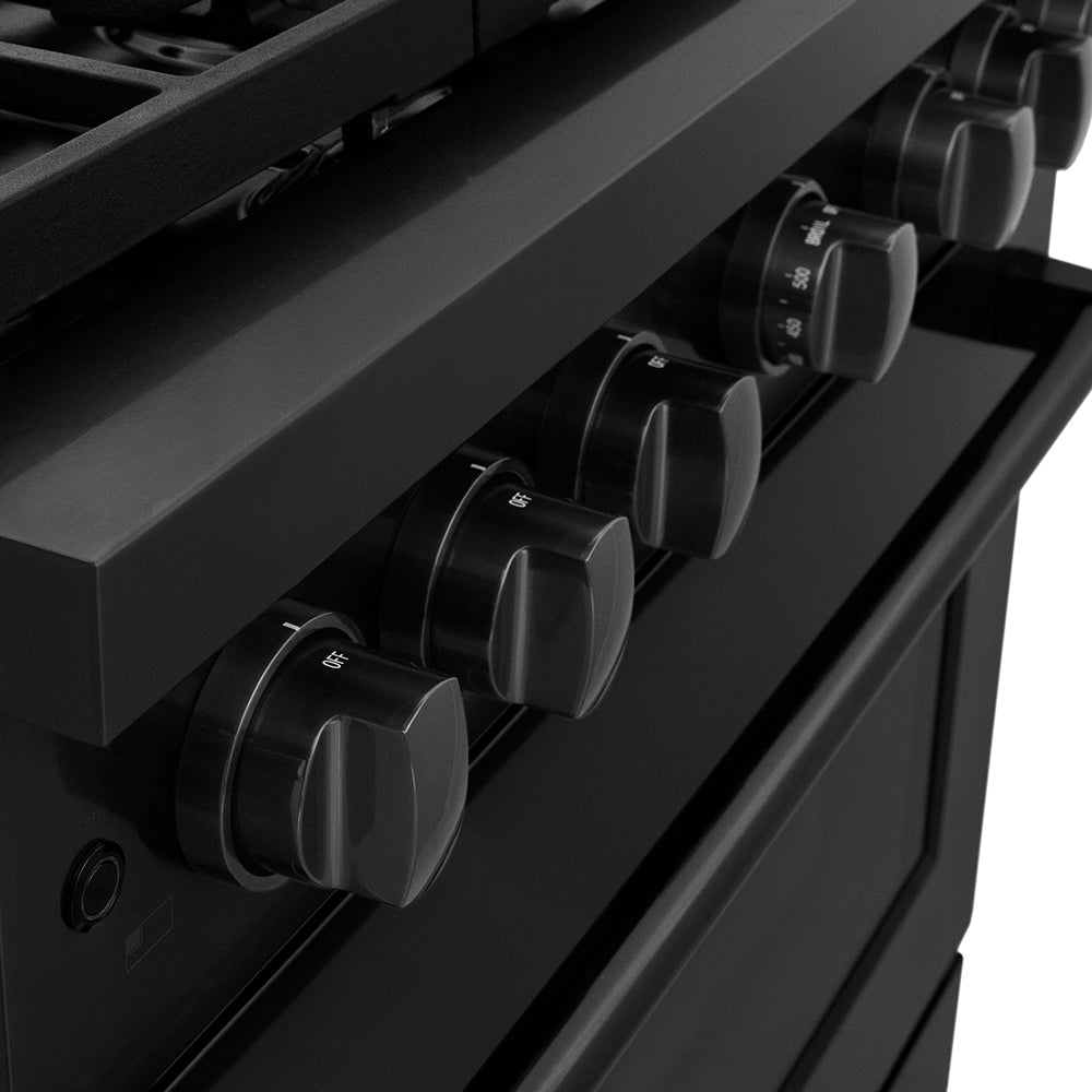 ZLINE 36 in. Gas Range 5.2 cu. ft. Black Stainless Steel 6 Burner DuoPro™ Cooktop Convection Gas Oven (PSGRB-36)