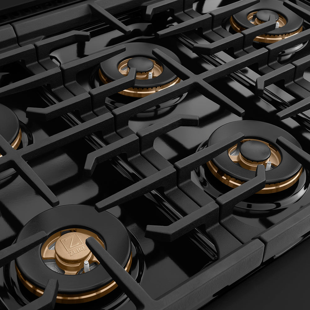 ZLINE 48 in. Gas Range 6.7 cu. ft. Dual Oven 8 Burner DuoPro™ Cooktop Black Stainless Steel (PSGRB-48)