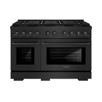 ZLINE 48 in. Gas Range 6.7 cu. ft. Dual Oven 8 Burner DuoPro™ Cooktop Black Stainless Steel (PSGRB-48)