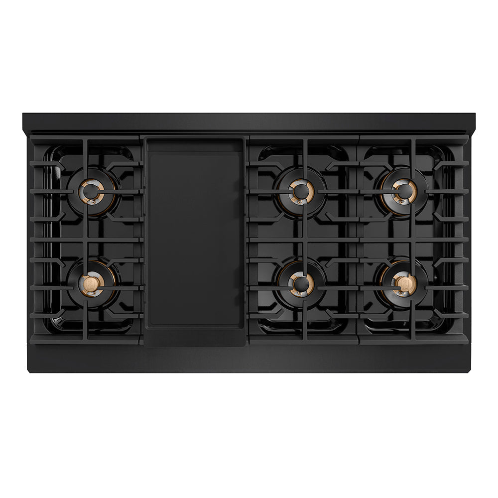 ZLINE 48 in. Gas Range 6.7 cu. ft. Dual Oven 8 Burner DuoPro™ Cooktop Black Stainless Steel (PSGRB-48)