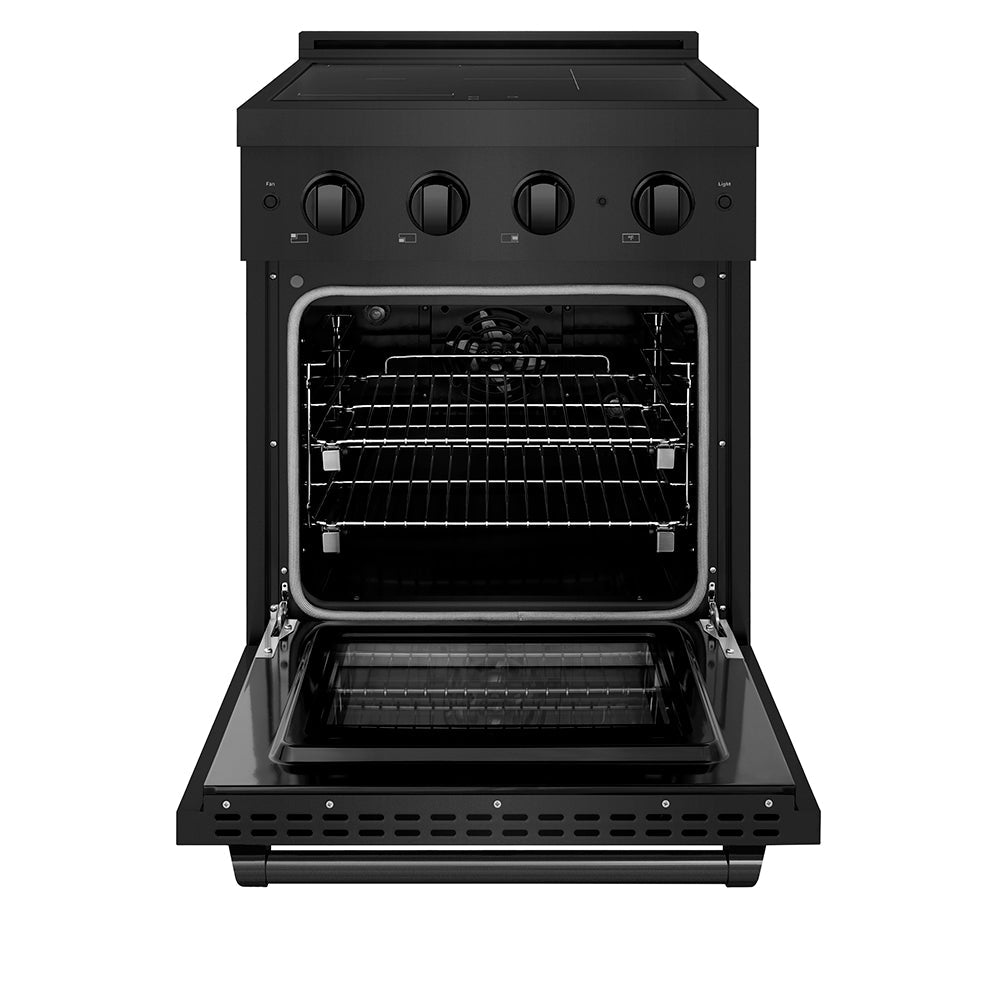 ZLINE 24 in. Induction Range 3.2 cu. ft. Electric Convection Oven 3 Element Cooktop Black Stainless Steel (SINRB-24)