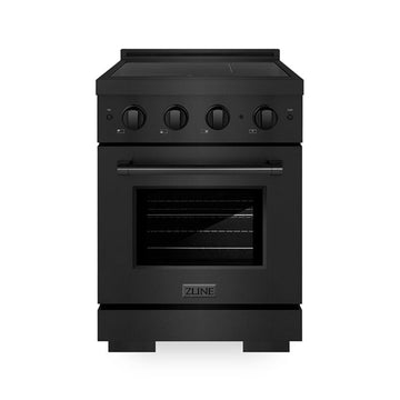 ZLINE 24 in. Induction Range 3.2 cu. ft. Electric Convection Oven 3 Element Cooktop Black Stainless Steel (SINRB-24)