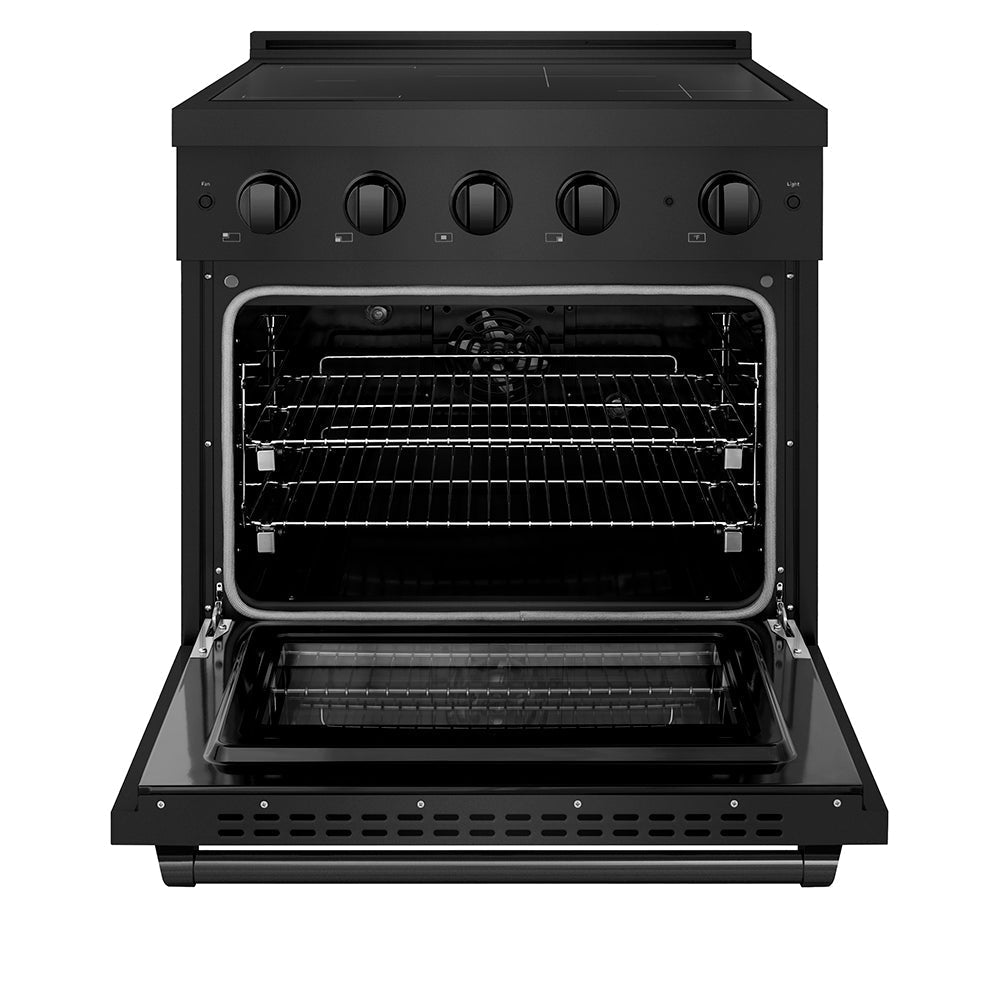 ZLINE 30 in. Induction Range 4.2 cu. ft. 4 Element Cooktop Electric Convection Oven Black Stainless Steel (SINRB-30)