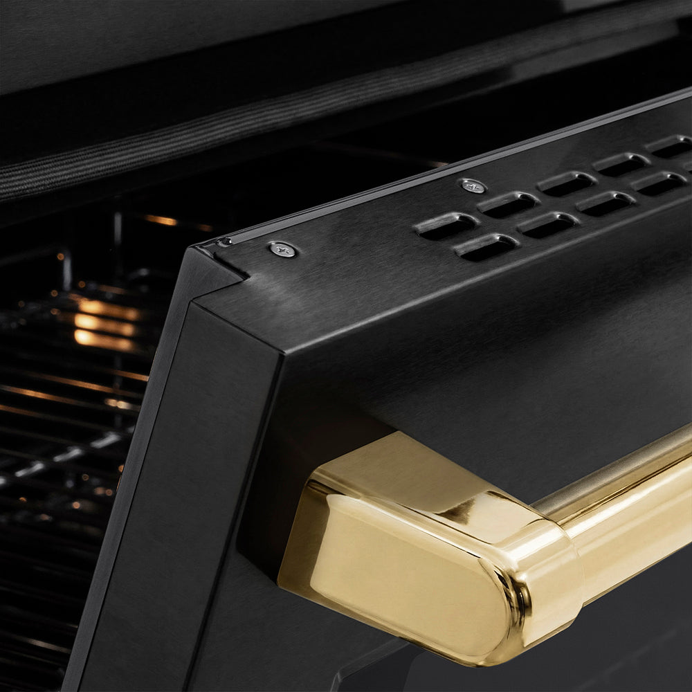 ZLINE 30 in. Induction Range 4.2 cu. ft. 4 Element Cooktop Electric Convection Oven Black Stainless Steel Polished Gold Accents (SINRBZ-30-G)
