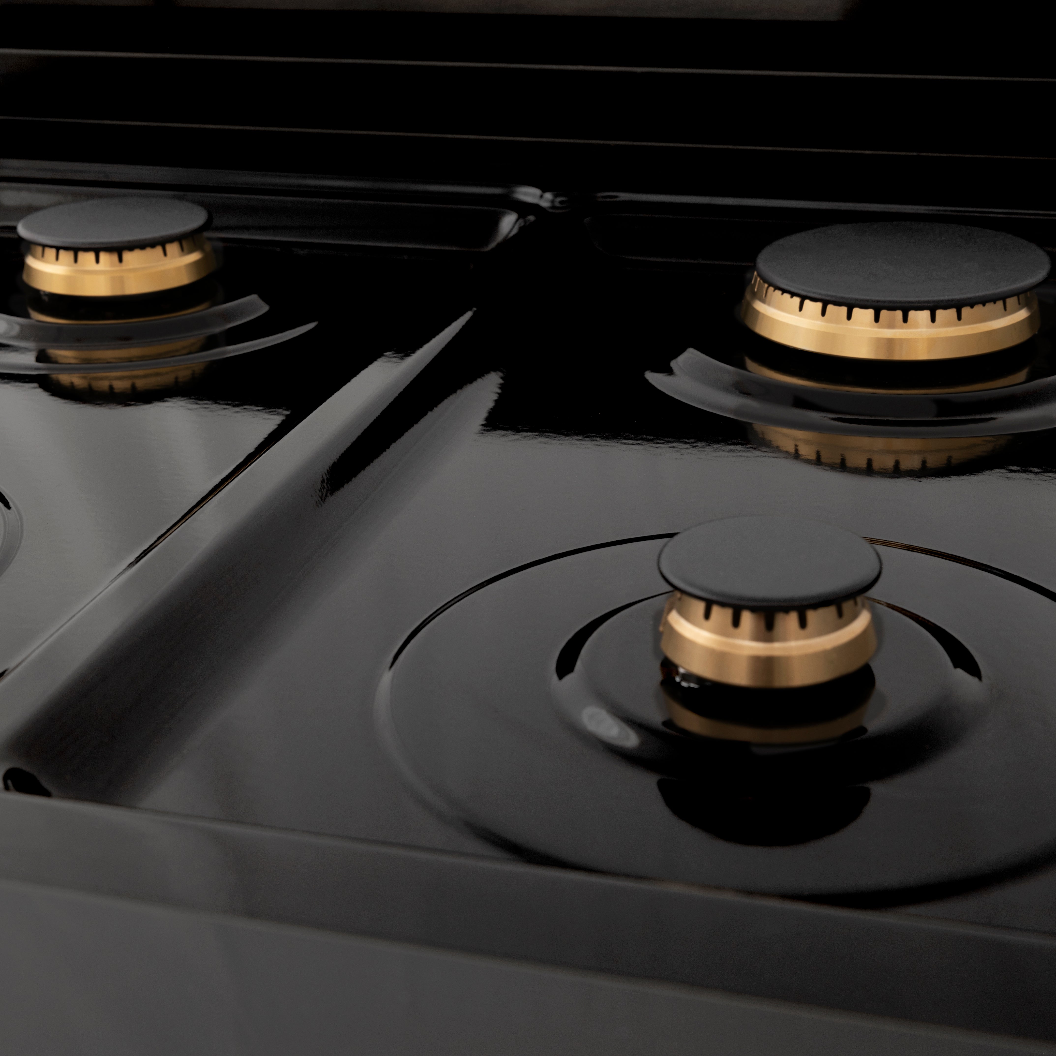 ZLINE Autograph Edition 36 in. 4.6 cu. ft. Dual Fuel Range in Black Stainless Steel with Polished Gold Accents (RABZ-36-G)