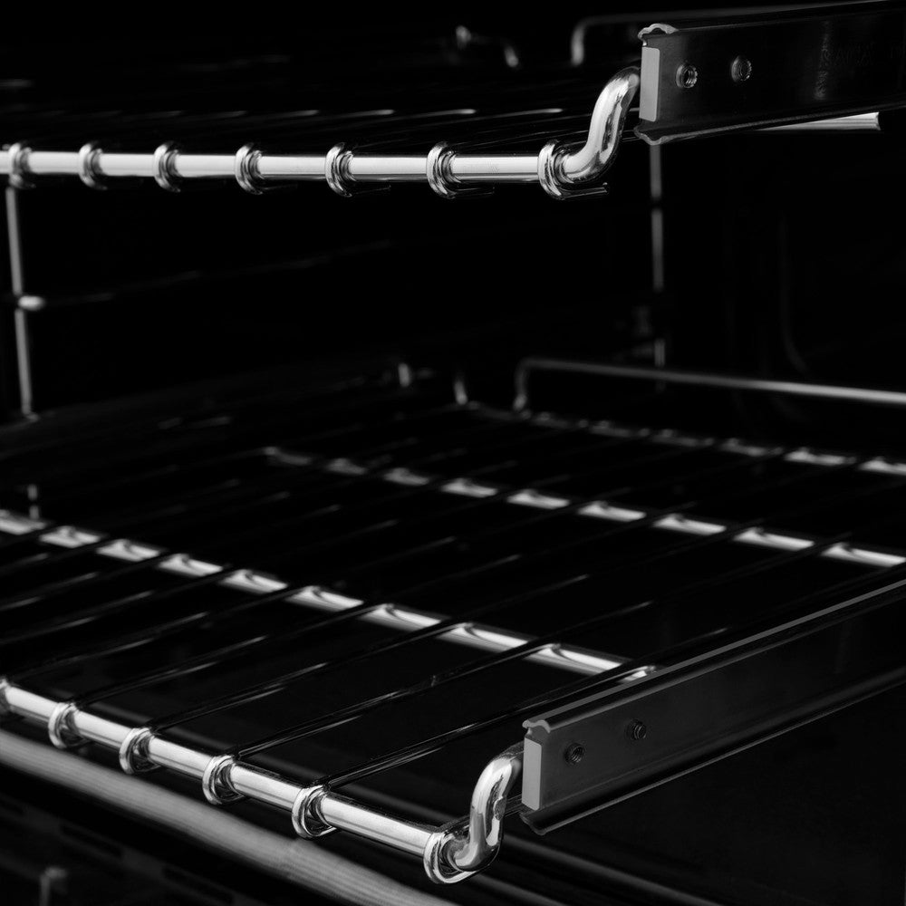 ZLINE Autograph Edition 36 in. 4.6 cu. ft. Dual Fuel Range in Black Stainless Steel with Polished Gold Accents (RABZ-36-G)