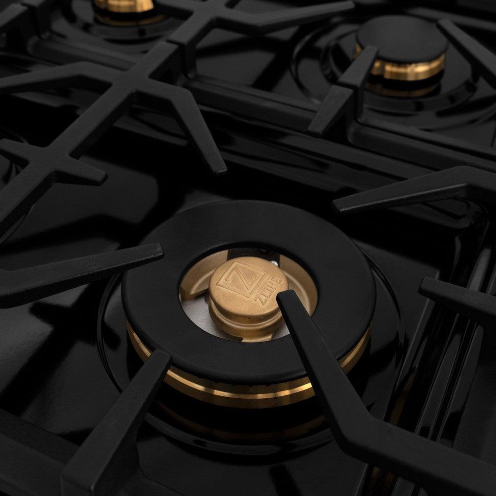 ZLINE Autograph Edition 60 in. Dual Fuel Range 7.4 cu. ft. Black Stainless Steel with Gold Accents (RABZ-60-G)