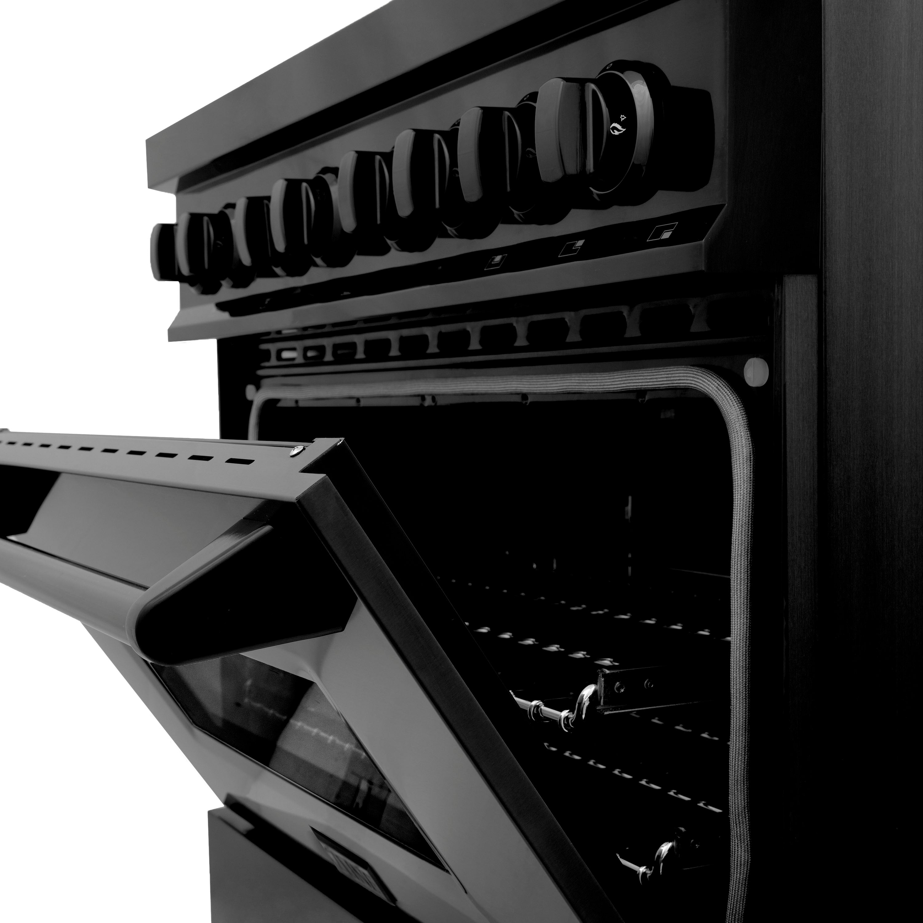 ZLINE 36-Inch Professional Dual Fuel Range, Black Stainless Steel, Brass Burners, Model RAB-BR-36