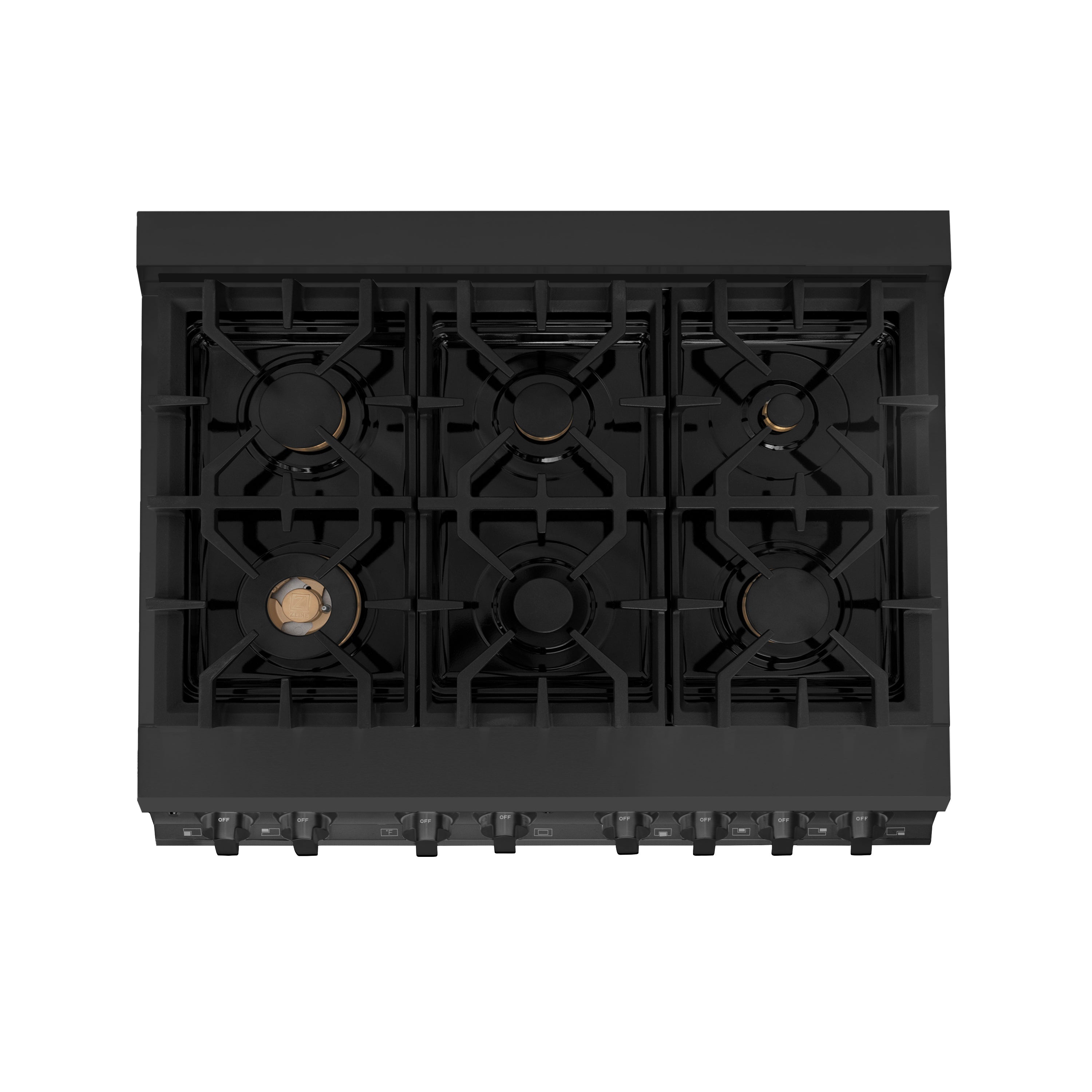 ZLINE 36-Inch Professional Dual Fuel Range, Black Stainless Steel, Brass Burners, Model RAB-BR-36