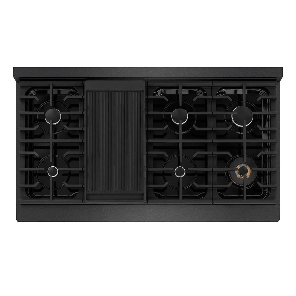 ZLINE 48 in. Dual Fuel Range Double Oven 6.7 cu. ft. 8 Burner Gas Cooktop Black Satin Stainless Steel (SDRBS-48)