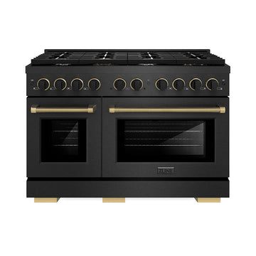 ZLINE 48 in. Dual Fuel Range 6.7 cu. ft. 8 Burner Gas Cooktop Black Satin Black & Champagne Bronze Accents (SDRBSZ-48-MBCB)
