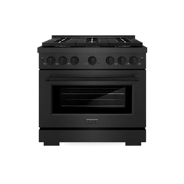 ZLINE 36 in. Dual Fuel Range 5.2 cu. ft. 6 Burner DuoPro Cooktop Black Satin Stainless Steel (PSDRBS-36)