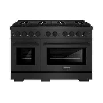ZLINE 48 in Dual Fuel Range 6.7 cu. ft. 8 Burner DuoPro™ Cooktop Dual Oven Black Satin Stainless Steel (PSDRBS-48)