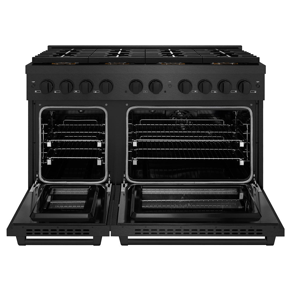 ZLINE 48 in Dual Fuel Range 6.7 cu. ft. 8 Burner DuoPro™ Cooktop Dual Oven Black Satin Stainless Steel (PSDRBS-48)