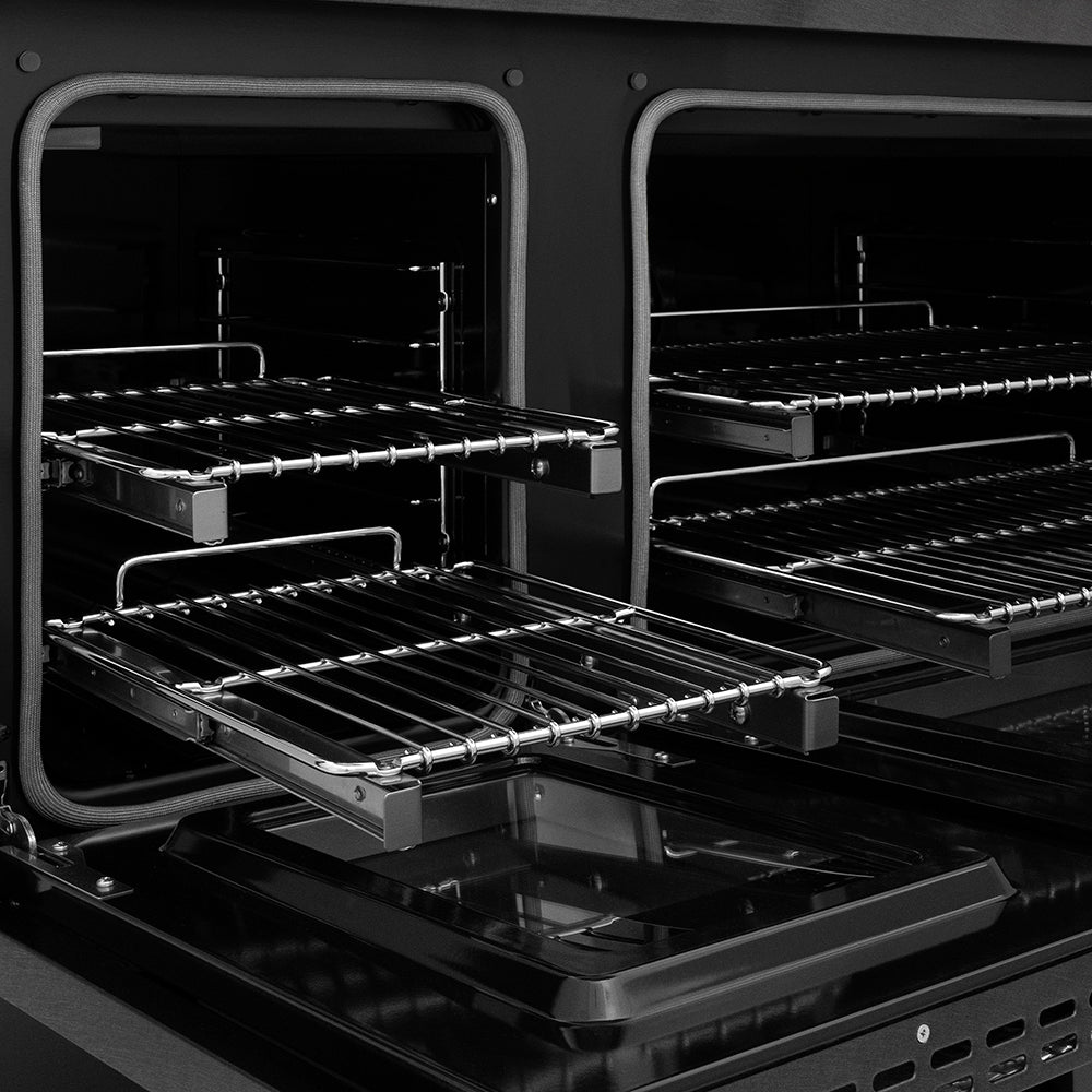 ZLINE 48 in Dual Fuel Range 6.7 cu. ft. 8 Burner DuoPro™ Cooktop Dual Oven Black Satin Stainless Steel (PSDRBS-48)