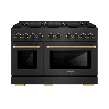 ZLINE 48 in. Dual Fuel Range 6.7 cu. ft. 8 Burner DuoPro Cooktop Black Satin Stainless Steel with Matte Black & Champagne Bronze Accents (PSDRBSZ-48-MBCB)