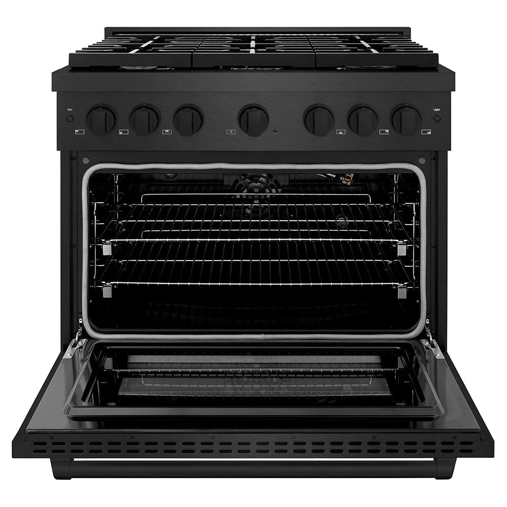 ZLINE 36 in. Gas Range 5.2 cu. ft. 6 Burners Convection Oven Black Satin Stainless Steel (SGRBS-36)