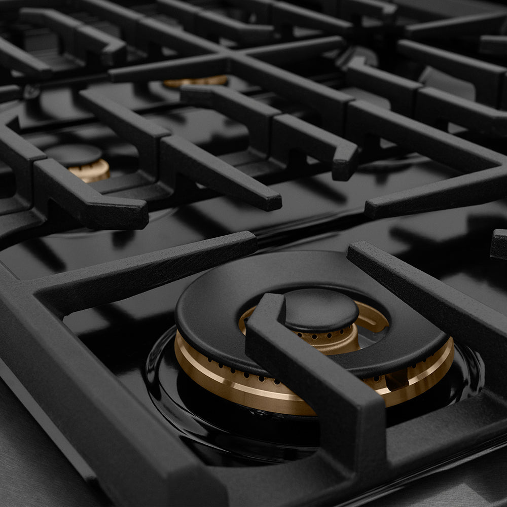 ZLINE 48 in. Double Oven Gas Range 6.7 cu. ft. 8 Burner Cooktop Black Satin Black & Champagne Accents (SGRBSZ-48-MBCB)
