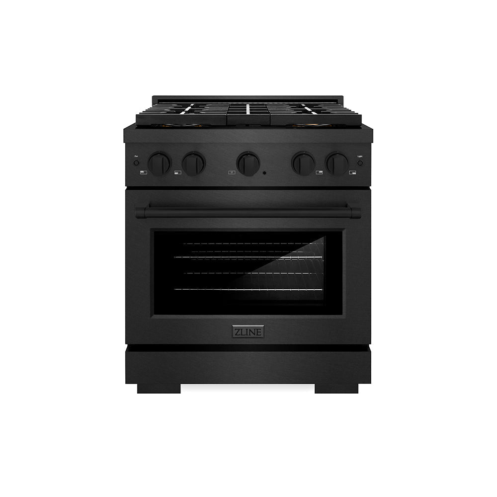 ZLINE 30 in. Gas Range 4.2 cu. ft. 4 Burner DuoPro™ Cooktop Convection Oven Black Satin Stainless Steel (PSGRBS-30)