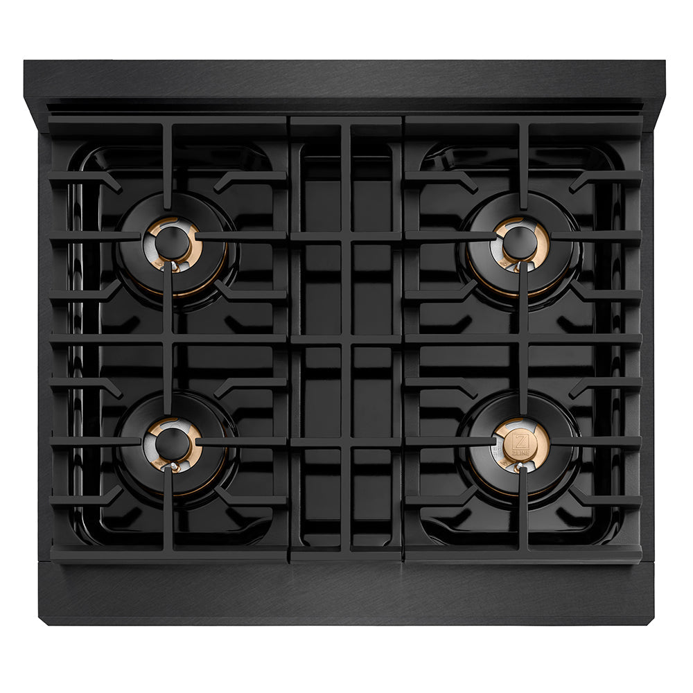 ZLINE 30 in. Gas Range 4.2 cu. ft. 4 Burner DuoPro™ Cooktop Convection Oven Black Satin Stainless Steel (PSGRBS-30)