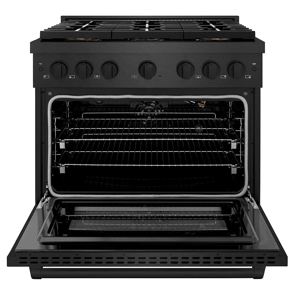 ZLINE 36 in. Gas Range 5.2 cu. ft. 6 Burner DuoPro™ Cooktop Black Satin Stainless Steel (PSGRBS-36)