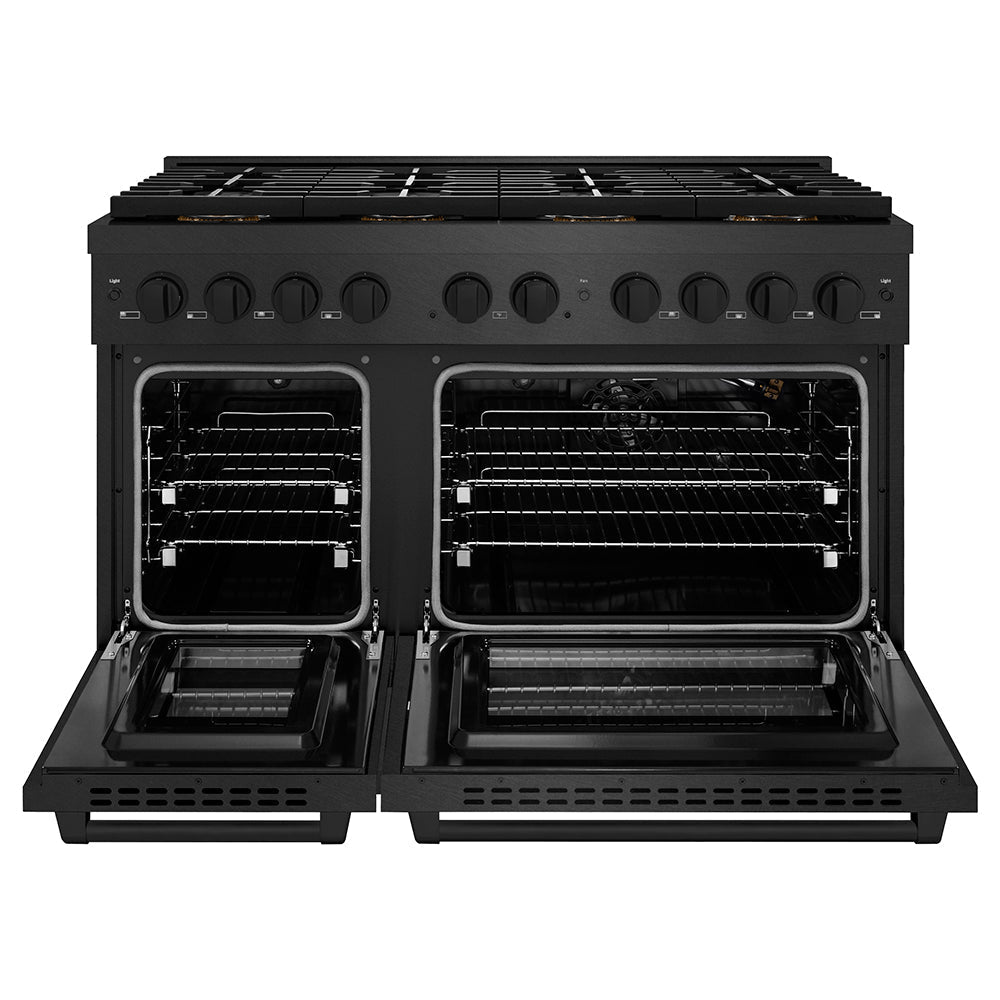 ZLINE 48 in. Gas Range 6.7 cu. ft. Dual Oven 8 Burner DuoPro™ Cooktop Black Satin Stainless Steel (PSGRBS-48)