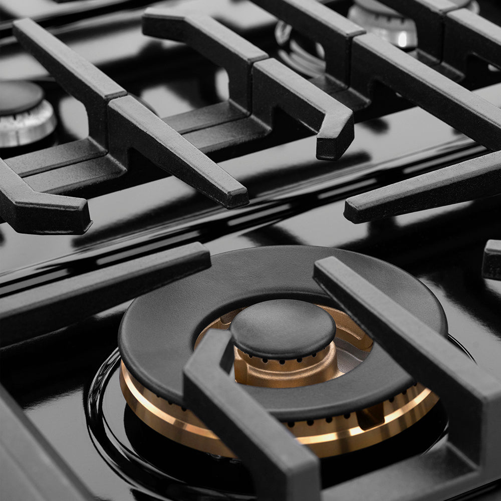 ZLINE 48" Paramount Gas Rangetop with 8 Burners and Porcelain Cooktop in Black Satin Stainless Steel, SRTBS-48