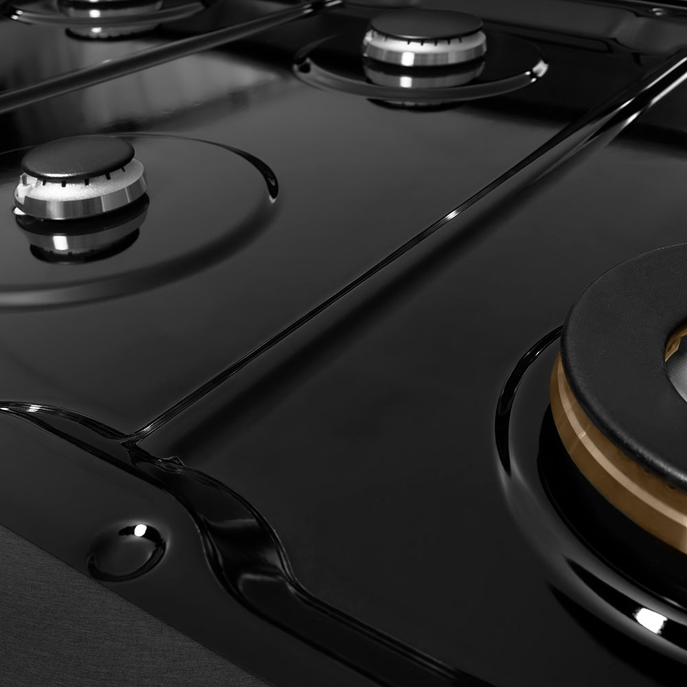 ZLINE 48" Paramount Gas Rangetop with 8 Burners and Porcelain Cooktop in Black Satin Stainless Steel, SRTBS-48
