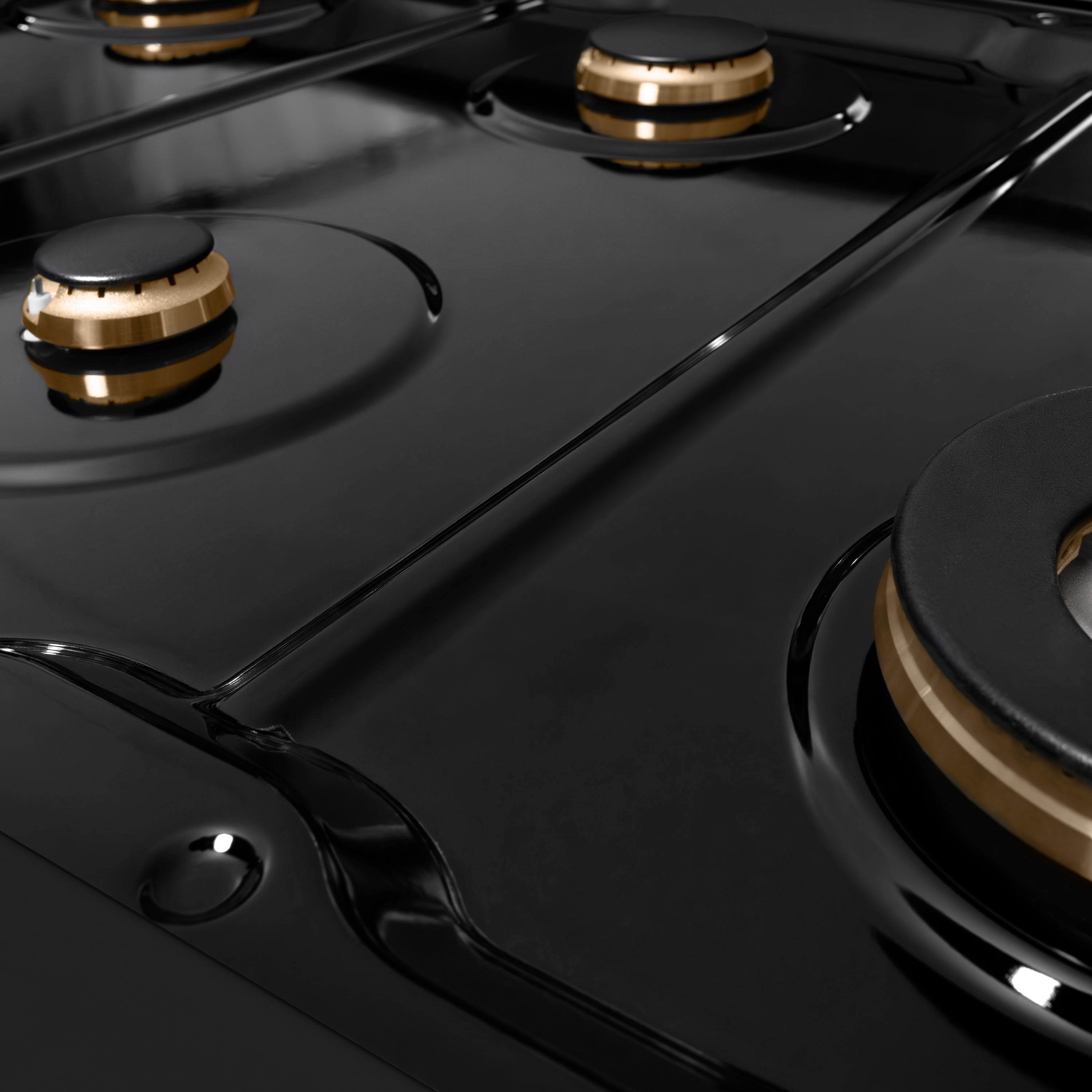 ZLINE 48 in. Dual Fuel Range 6.7 cu. ft. Double Oven, 8 Burner Gas Cooktop, Black Stainless Steel, Champagne Bronze Helix Handles & Knobs (SDRBZ-48-KCB)