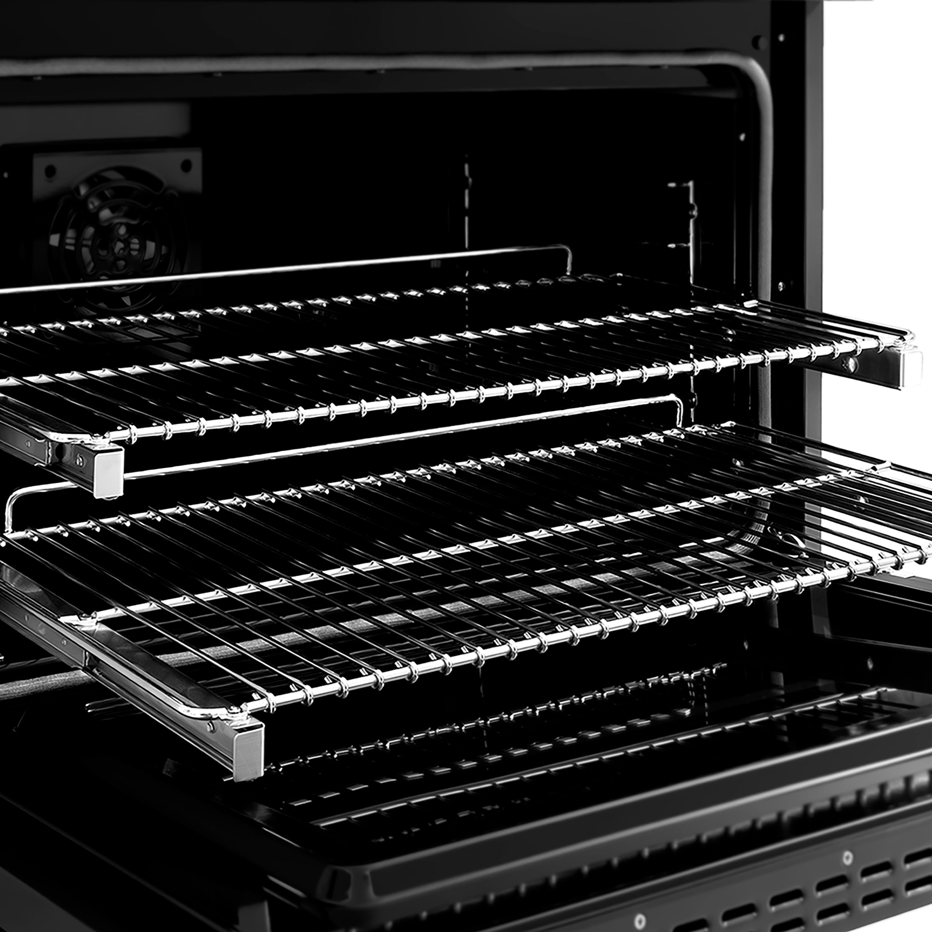 ZLINE 36 in. Dual Fuel Range 5.2 cu. ft. 6 Burner DuoPro™ Cooktop Electric Convection Oven Black Stainless Steel Champagne Bronze Helix Handle (PSDRBZ-36-KCB)