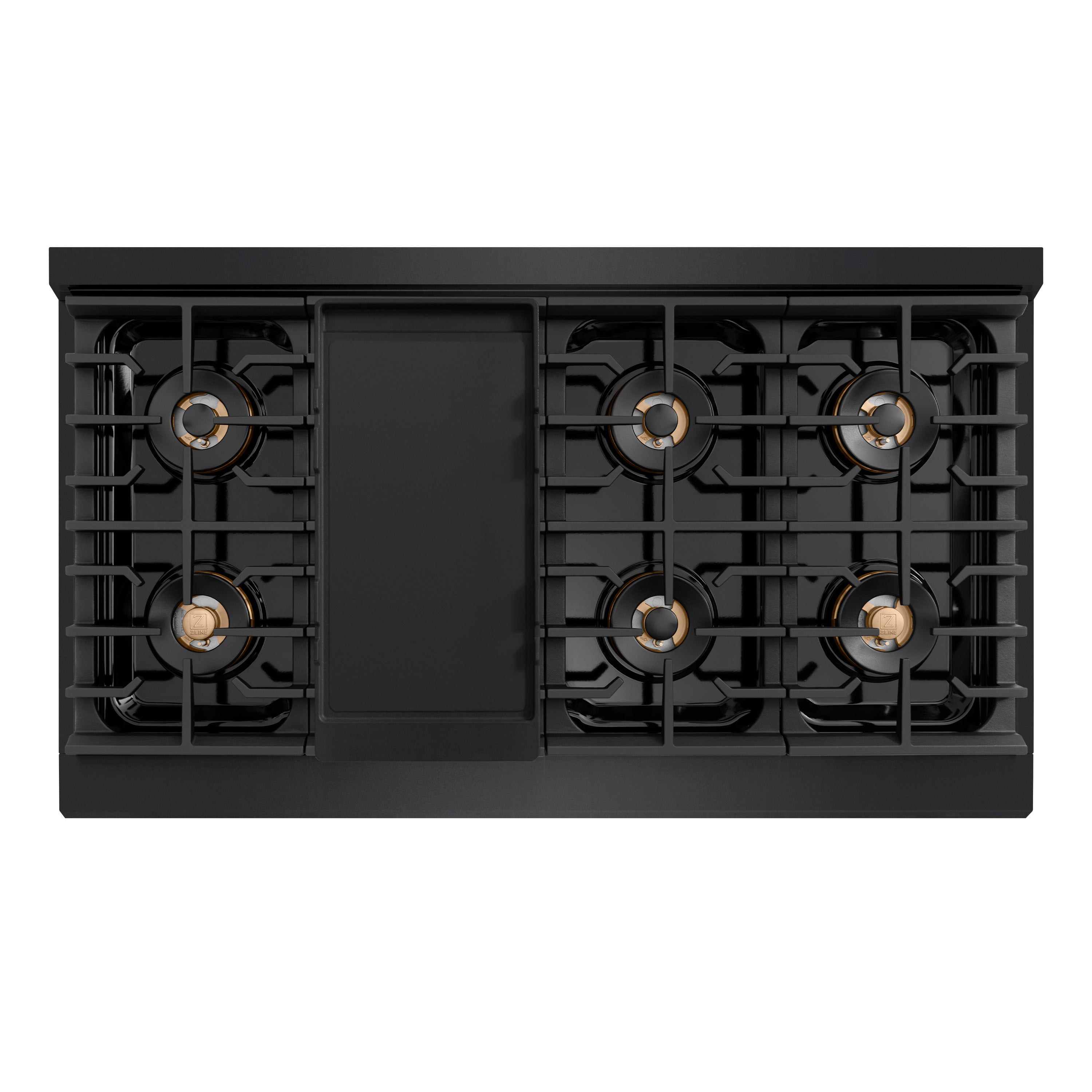 ZLINE 48 in Gas Range 6.7 cu ft 8 Burner DuoPro Dual Oven Black Stainless Steel Champagne Bronze Accents (PSGRBZ-48-KCB)