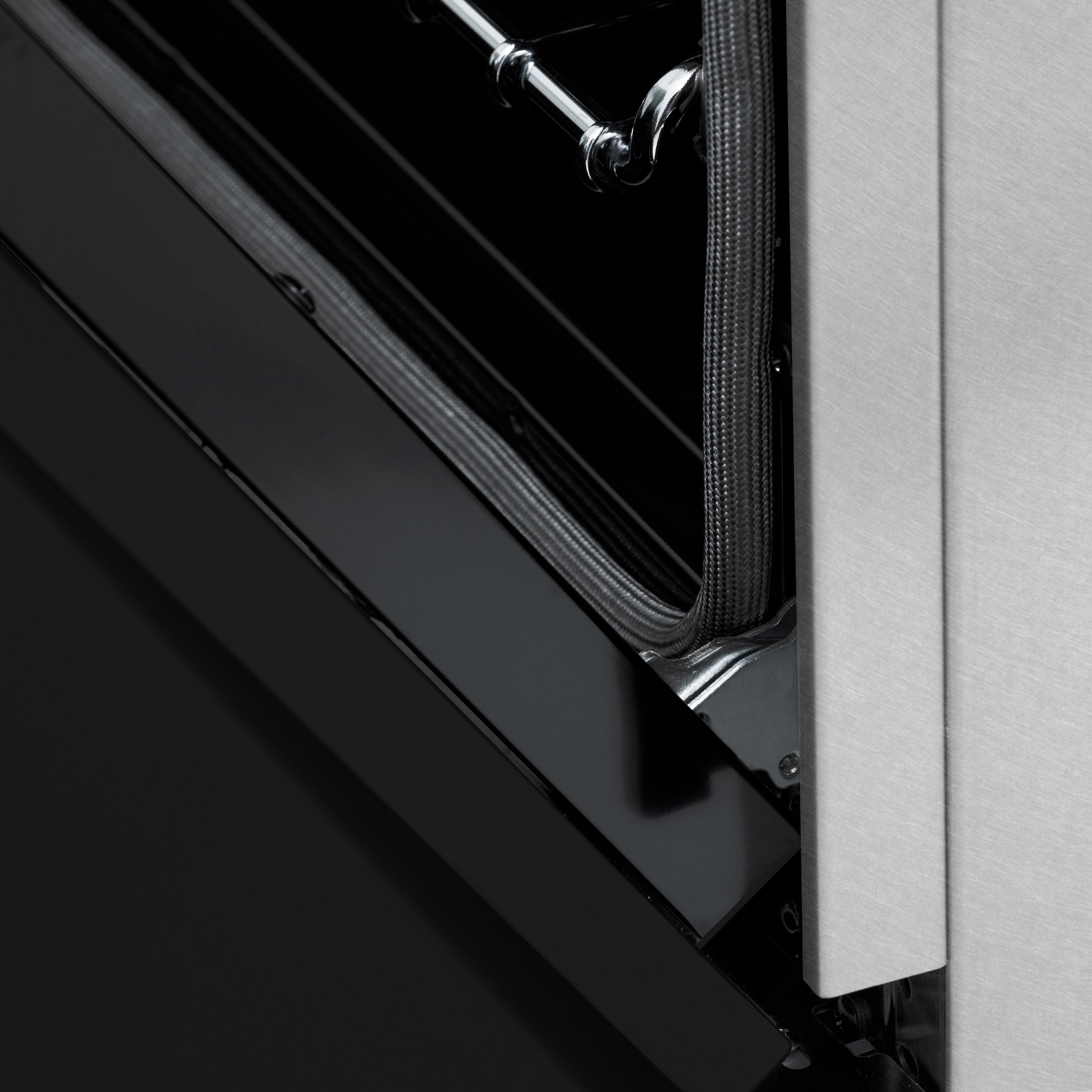 ZLINE Legacy 36-Inch Dual Fuel Range, 4.6 cu. ft. Electric Convection Oven, 6-Burner Gas Cooktop, Satin Stainless Steel with Black Matte Door – Model RAS-BLM-36