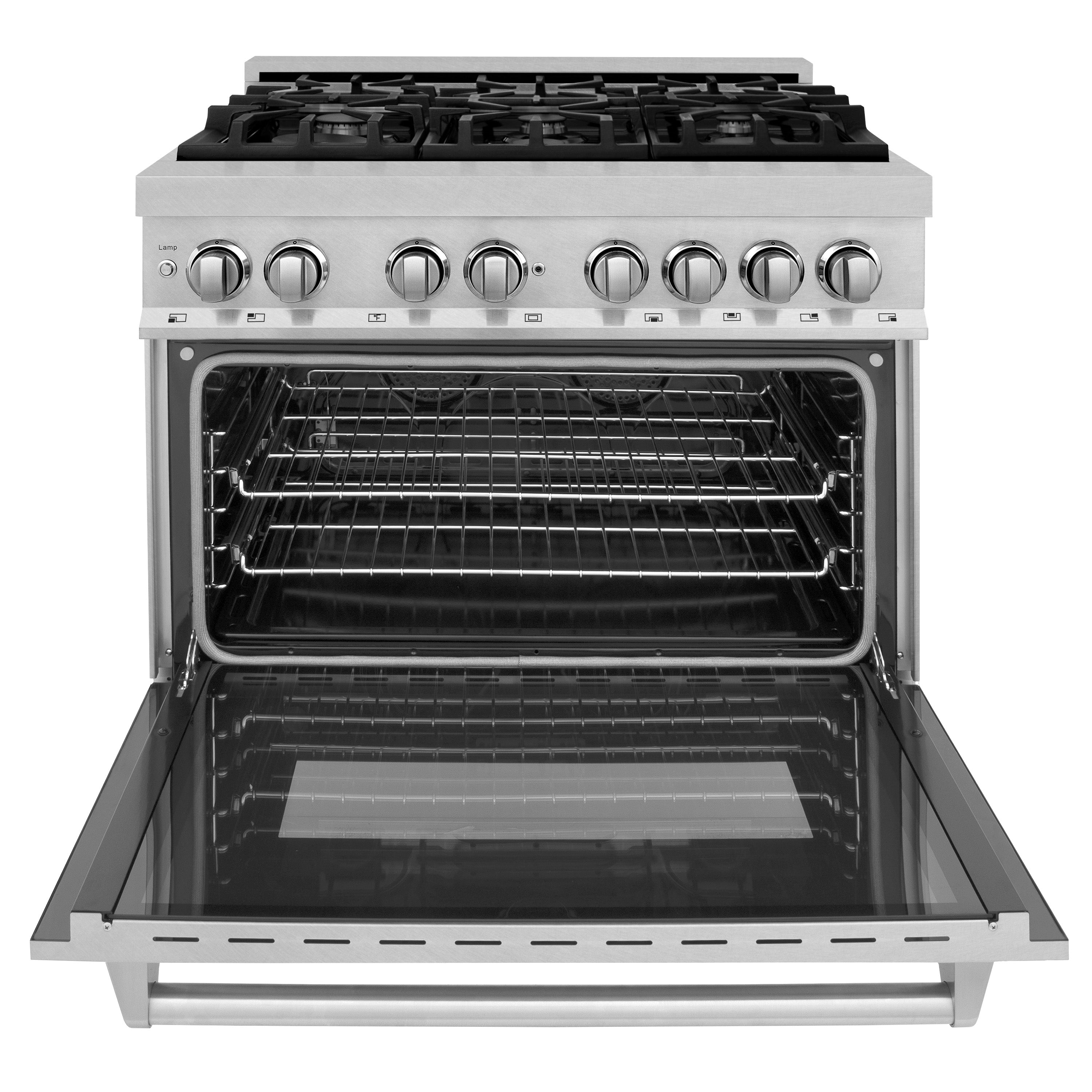 ZLINE Legacy 36-Inch Dual Fuel Range with 6-Burner Gas Cooktop and 4.6 cu ft Electric Convection Oven, Satin Stainless Steel (RAS-SN-36)